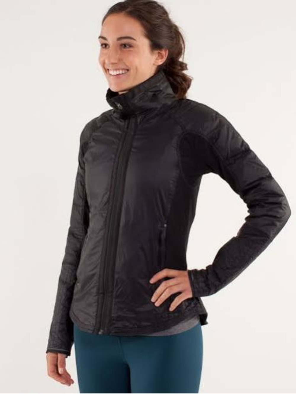 065 Lululemon Run: Bundle Up Jacket Women's Black Bomber Jacket Size 12
